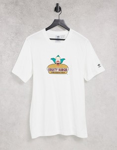 Белая футболка с принтом "Krusty Burger" adidas Originals x Simpsons-Белый