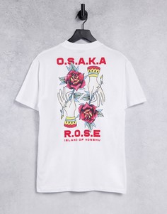 Белая свободная футболка с принтом роз на спине ASOS DESIGN-Белый