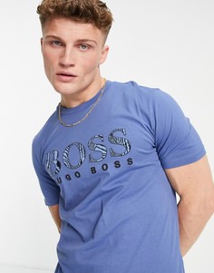 Синяя футболка с логотипом BOSS 21-Голубой