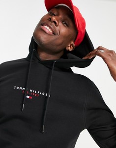 Худи черного цвета с логотипом-флажком на груди Tommy Hilfiger-Черный цвет