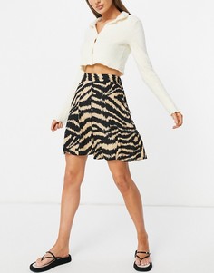 Удлиненные шорты с абстрактным принтом черного и светло-коричневого цвета ASOS DESIGN-Многоцветный