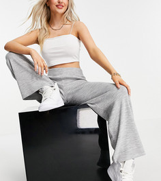 Широкие трикотажные брюки серого цвета от комплекта ASOS DESIGN Petite-Серый