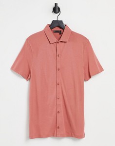 Розовая трикотажная рубашка из органического хлопка ASOS DESIGN-Розовый цвет