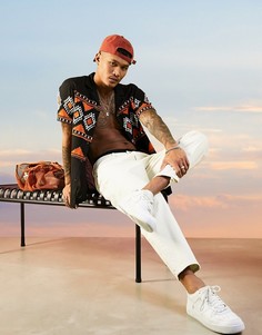 Черно-оранжевая рубашка с ацтекской вышивкой ASOS DESIGN-Черный цвет