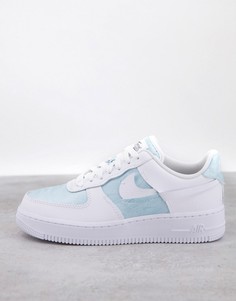 Кроссовки белого и нежно-голубого цвета Nike Air Force 1 07 LXX-Голубой