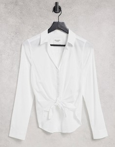 Белая хлопковая рубашка свободного кроя Abercrombie & Fitch-Белый