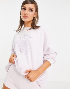 Свитшот перламутрово-розового цвета с логотипом adidas Originals Tennis Luxe-Розовый цвет