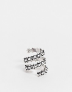Серебристое кольцо в форме костей ASOS DESIGN-Серебристый