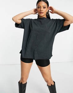 Темно-серая выбеленная oversized-футболка с декоративными швами ASOS DESIGN-Серый
