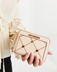 Бежевый кошелек с декоративными заклепками Love Moschino-Нейтральный