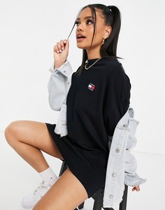Черное платье-футболка с логотипом в винтажном стиле Tommy Jeans-Черный цвет