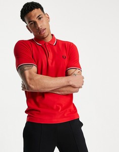 Красная футболка-поло с двойной окантовкой Fred Perry-Красный