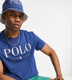 Темно-синяя футболка с логотипом на груди Polo Ralph Lauren x ASOS-Темно-синий