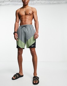 Серые волейбольные шорты длиной 9 дюймов с фирменной тесьмой Nike Swimming-Серый