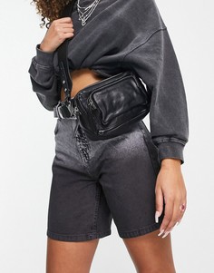 Черная кожаная сумка через плечо Topshop-Черный