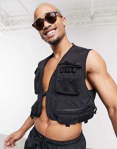Черный короткий жилет в стиле милитари ASOS DESIGN