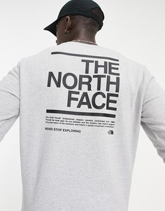 Свитшот серого цвета с текстовым принтом The North Face Message – эксклюзивно для ASOS-Серый