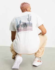 Oversized-футболка кремового цвета с фотопринтом на спине Mennace-Белый