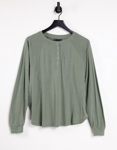 Oversized-лонгслив цвета хаки на кнопках ASOS DESIGN-Зеленый цвет