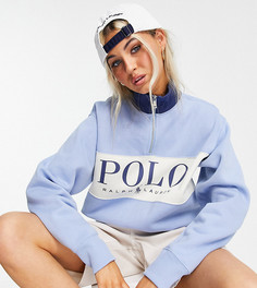 Голубой свитшот с логотипом и короткой молнией Polo Ralph Lauren x ASOS Exclusive Collab