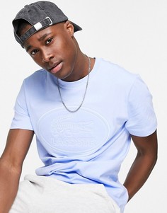 Голубая футболка с вышитым логотипом Lacoste-Голубой