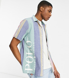 Зеленая полосатая рубашка с отложным воротником и логотипом сбоку Polo Ralph Lauren x ASOS-Зеленый цвет