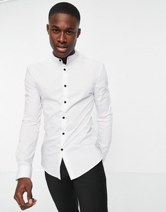 Белая облегающая рубашка с воротником на пуговице ASOS DESIGN-Белый