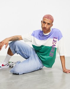 Oversized-футболка в стиле колор-блок с текстовым принтом ASOS DESIGN-Многоцветный