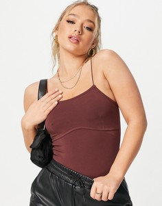 Коричневое боди на бретельках с корсетными швами на лифе ASOS DESIGN-Зеленый цвет