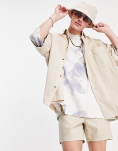Светло-бежевая вельветовая oversized-рубашка ASOS DESIGN-Нейтральный