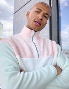 Флисовый oversized-свитшот с воротом на молнии и нейлоновыми вставками ASOS DESIGN-Многоцветный