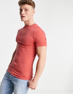 Облегающая футболка кораллового цвета из органического материала ASOS DESIGN-Розовый цвет