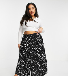 Черная юбка миди на пуговицах с принтом ромашек ASOS DESIGN Curve-Многоцветный