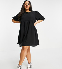 Черное свободное платье мини с короткими рукавами ASOS DESIGN Curve-Черный