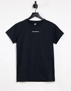 Черная футболка с круглым вырезом и маленьким логотипом New Balance Relentless-Черный