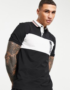 Черное поло в стиле колор блок BOSS Athleisure Pavel-Черный цвет