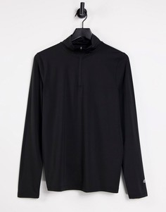 Спортивный лонгслив облегающего кроя с молнией 1/4 ASOS 4505-Черный