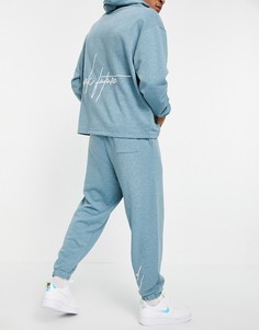 Голубые меланжевые окрашенные oversized-джоггеры от комплекта ASOS Dark Future-Голубой