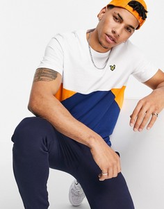 Футболка с геометрическими вставками трех цветов Lyle & Scott-Белый