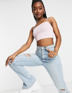 Розовый кроп-топ от комплекта в стиле бандо на тонких бретельках ASOS DESIGN-Розовый цвет
