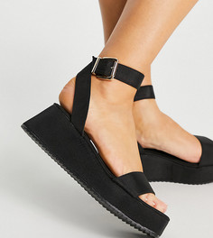 Черные сандалии на плоской платформе для широкой стопы ASOS DESIGN Tatiana-Черный