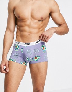 Короткие боксеры-брифы с принтом авокадо ASOS DESIGN-Голубой