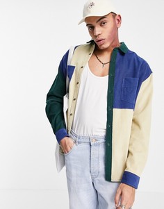 Вельветовая рубашка в стиле extreme oversized со вставками университетских цветов ASOS DESIGN-Многоцветный