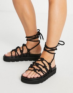 Черные сандалии со шнуровкой ASOS DESIGN Fizzle-Черный