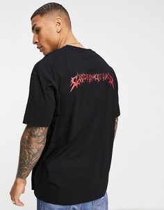 Черная oversized-футболка с маленьким принтом логотипа на груди Good For Nothing-Черный цвет