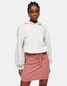 Нежно-розовая мини-юбка из пушистой ткани на кулиске Topshop-Розовый цвет