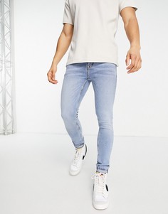 Светлые выбеленные джинсы из органического хлопка с напылением Topman-Голубой