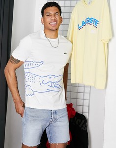Белая футболка с контуром в виде крокодила Lacoste-Белый