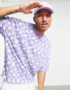 Oversized-футболка со сплошным принтом шахматной доски (от комплекта) ASOS DESIGN-Многоцветный