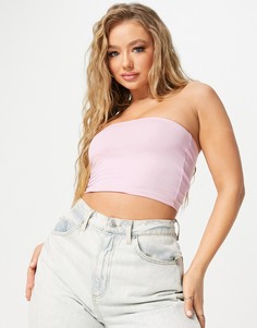 Пастельно-розовый кроп-топ бандо из органического хлопка ASOS DESIGN-Розовый цвет